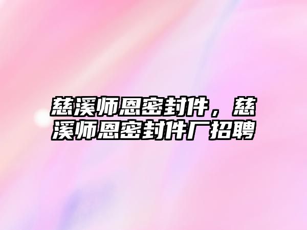 慈溪師恩密封件，慈溪師恩密封件廠招聘