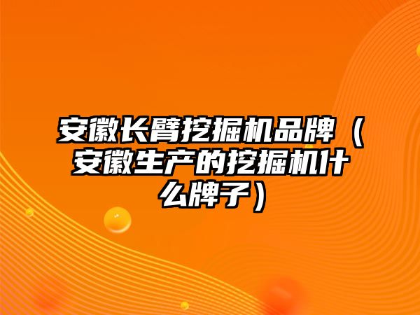 安徽長臂挖掘機品牌（安徽生產(chǎn)的挖掘機什么牌子）