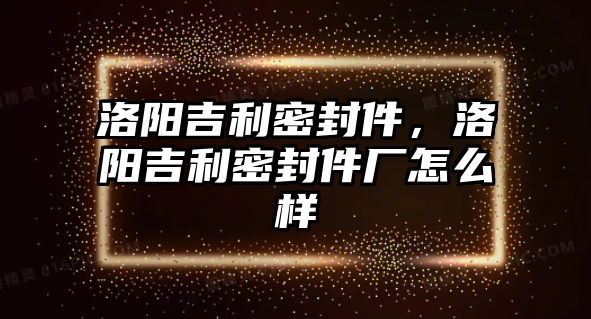 洛陽吉利密封件，洛陽吉利密封件廠怎么樣