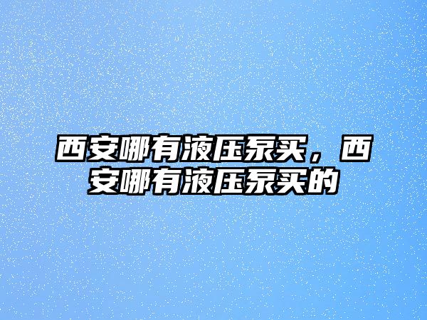 西安哪有液壓泵買，西安哪有液壓泵買的