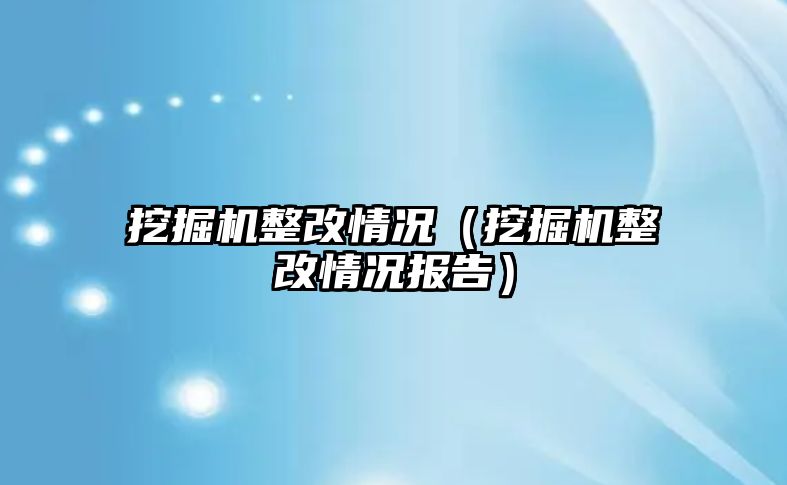 挖掘機整改情況（挖掘機整改情況報告）