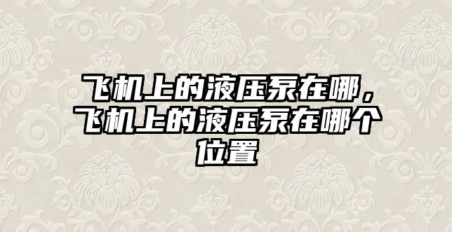 飛機上的液壓泵在哪，飛機上的液壓泵在哪個位置