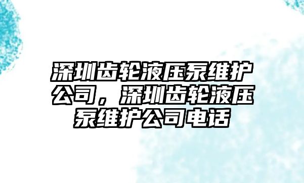 深圳齒輪液壓泵維護公司，深圳齒輪液壓泵維護公司電話