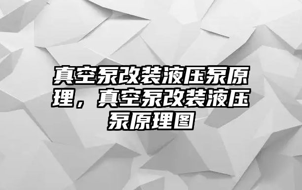 真空泵改裝液壓泵原理，真空泵改裝液壓泵原理圖