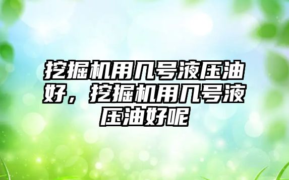 挖掘機用幾號液壓油好，挖掘機用幾號液壓油好呢