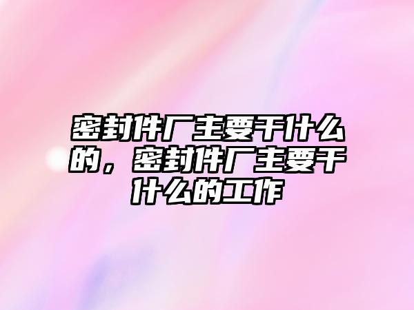 密封件廠主要干什么的，密封件廠主要干什么的工作