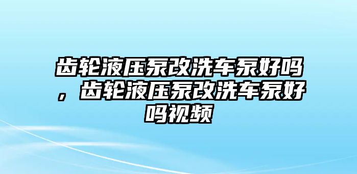 齒輪液壓泵改洗車泵好嗎，齒輪液壓泵改洗車泵好嗎視頻