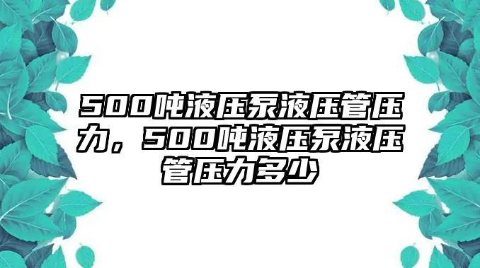 500噸液壓泵液壓管壓力，500噸液壓泵液壓管壓力多少