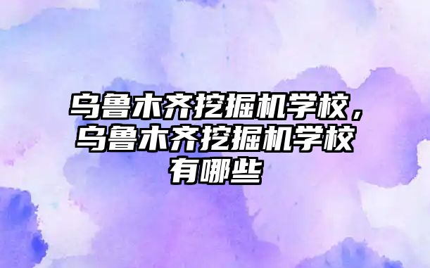 烏魯木齊挖掘機學校，烏魯木齊挖掘機學校有哪些