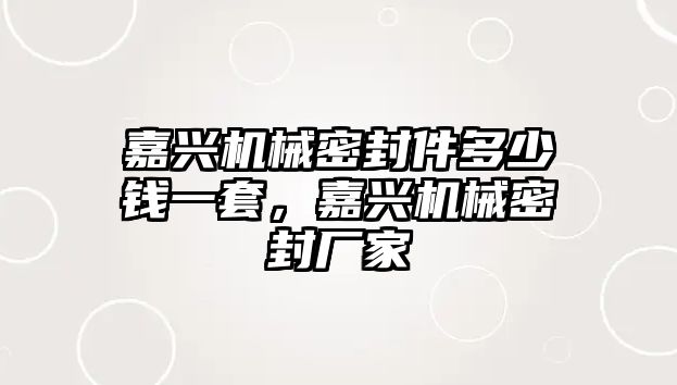 嘉興機械密封件多少錢一套，嘉興機械密封廠家