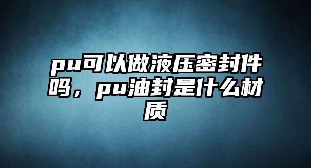 pu可以做液壓密封件嗎，pu油封是什么材質(zhì)