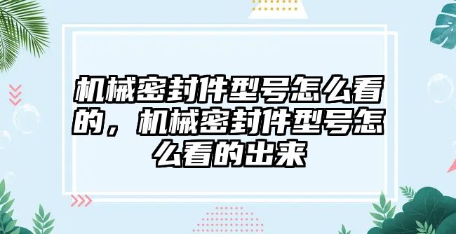 機械密封件型號怎么看的，機械密封件型號怎么看的出來