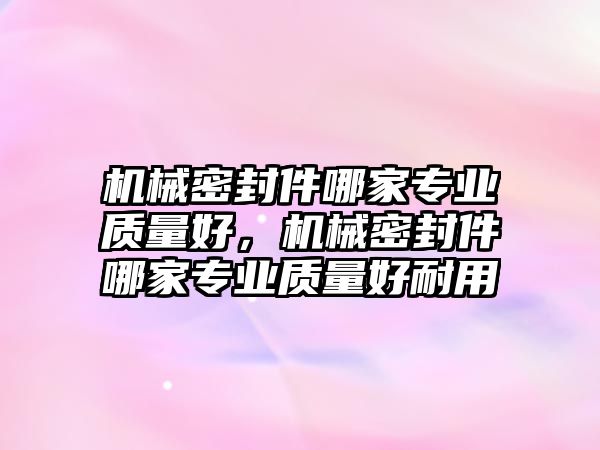 機械密封件哪家專業(yè)質(zhì)量好，機械密封件哪家專業(yè)質(zhì)量好耐用