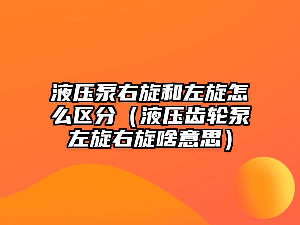 液壓泵右旋和左旋怎么區(qū)分（液壓齒輪泵左旋右旋啥意思）