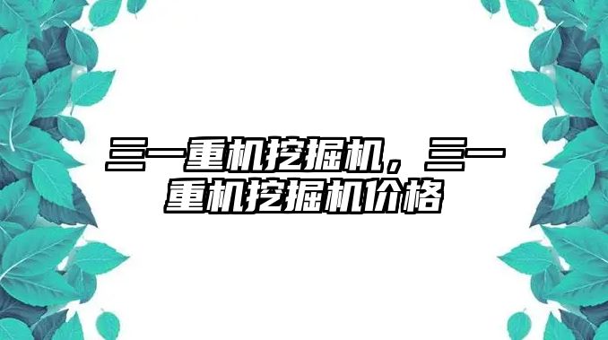 三一重機挖掘機，三一重機挖掘機價格