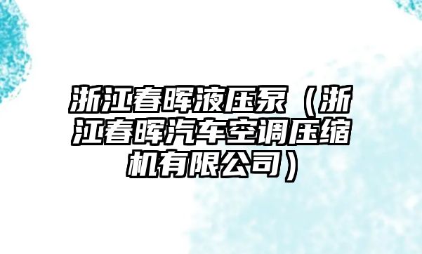 浙江春暉液壓泵（浙江春暉汽車空調(diào)壓縮機(jī)有限公司）