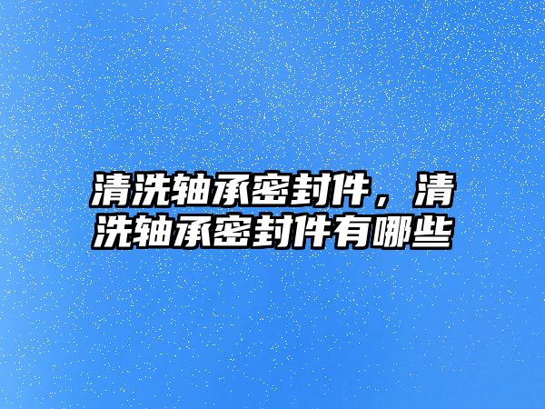 清洗軸承密封件，清洗軸承密封件有哪些