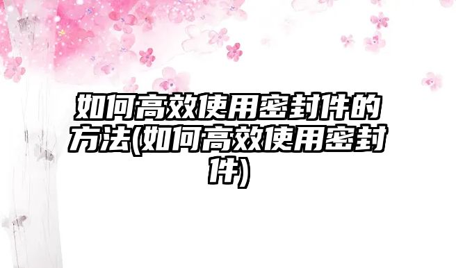 如何高效使用密封件的方法(如何高效使用密封件)