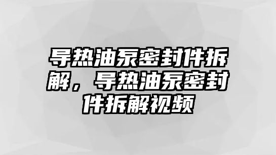 導(dǎo)熱油泵密封件拆解，導(dǎo)熱油泵密封件拆解視頻