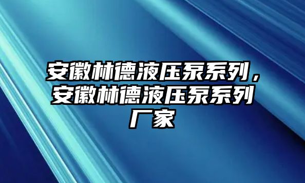 安徽林德液壓泵系列，安徽林德液壓泵系列廠(chǎng)家