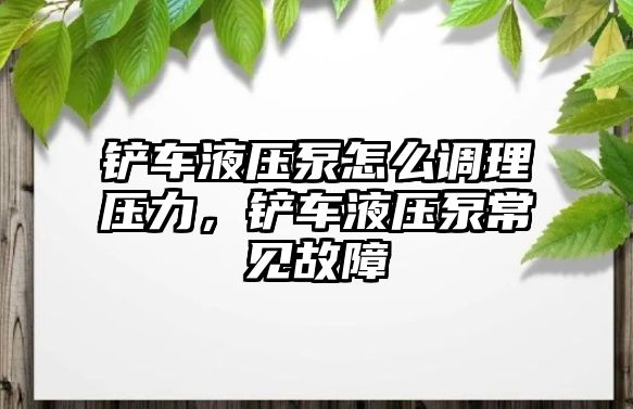 鏟車液壓泵怎么調(diào)理壓力，鏟車液壓泵常見(jiàn)故障