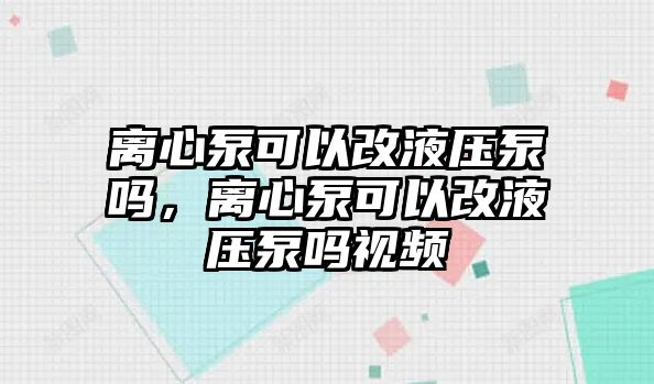 離心泵可以改液壓泵嗎，離心泵可以改液壓泵嗎視頻