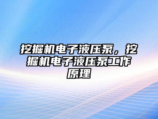 挖掘機電子液壓泵，挖掘機電子液壓泵工作原理