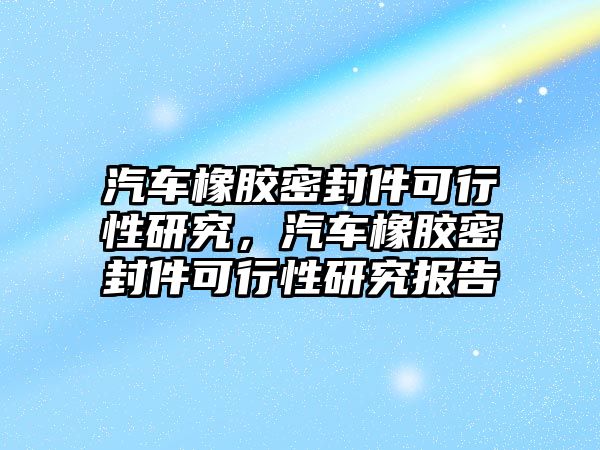 汽車橡膠密封件可行性研究，汽車橡膠密封件可行性研究報告