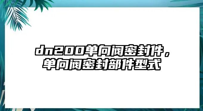 dn200單向閥密封件，單向閥密封部件型式