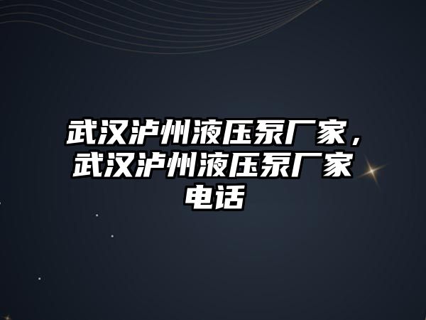 武漢瀘州液壓泵廠家，武漢瀘州液壓泵廠家電話