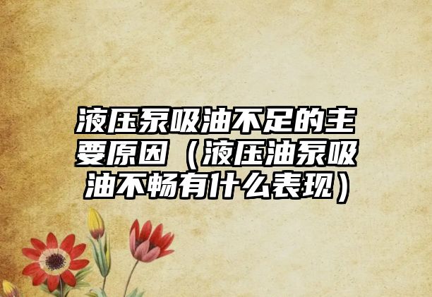 液壓泵吸油不足的主要原因（液壓油泵吸油不暢有什么表現(xiàn)）