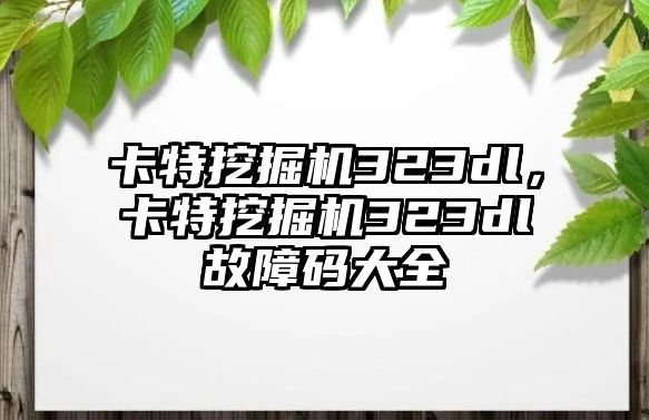 卡特挖掘機323dl，卡特挖掘機323dl故障碼大全