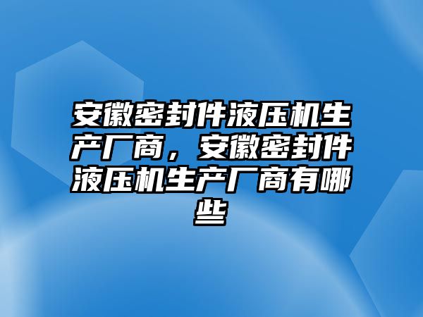 安徽密封件液壓機生產(chǎn)廠商，安徽密封件液壓機生產(chǎn)廠商有哪些