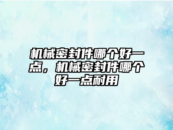 機械密封件哪個好一點，機械密封件哪個好一點耐用