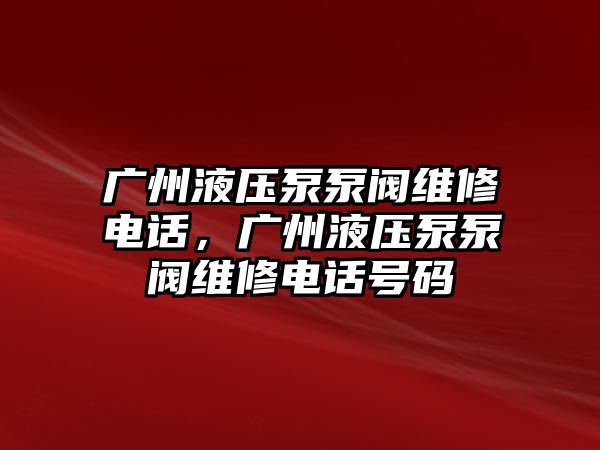 廣州液壓泵泵閥維修電話，廣州液壓泵泵閥維修電話號碼