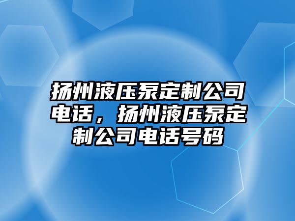 揚州液壓泵定制公司電話，揚州液壓泵定制公司電話號碼