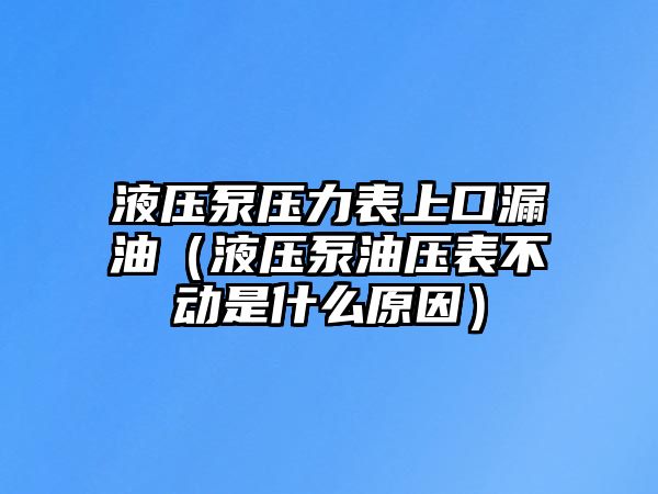 液壓泵壓力表上口漏油（液壓泵油壓表不動(dòng)是什么原因）