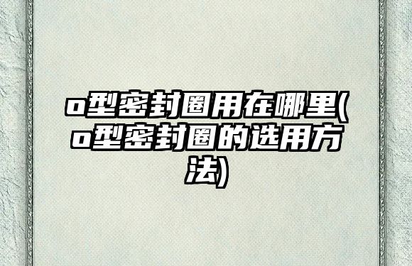 o型密封圈用在哪里(o型密封圈的選用方法)