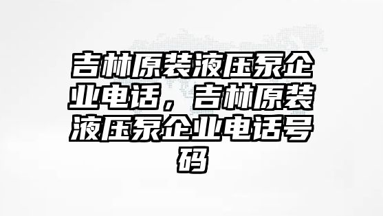 吉林原裝液壓泵企業(yè)電話，吉林原裝液壓泵企業(yè)電話號碼