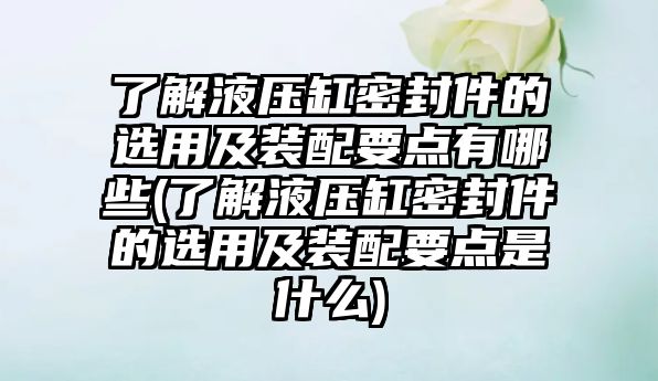 了解液壓缸密封件的選用及裝配要點有哪些(了解液壓缸密封件的選用及裝配要點是什么)