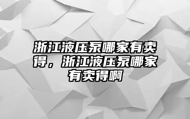 浙江液壓泵哪家有賣得，浙江液壓泵哪家有賣得啊