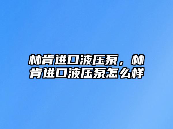 林肯進(jìn)口液壓泵，林肯進(jìn)口液壓泵怎么樣