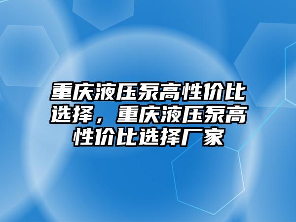 重慶液壓泵高性價比選擇，重慶液壓泵高性價比選擇廠家