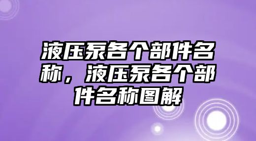 液壓泵各個(gè)部件名稱，液壓泵各個(gè)部件名稱圖解