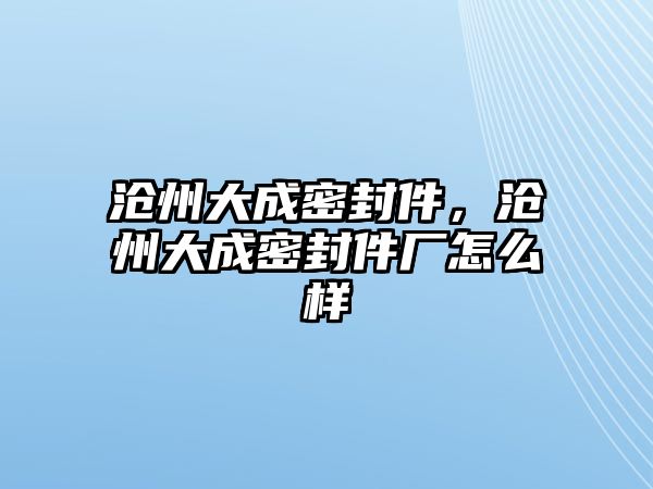 滄州大成密封件，滄州大成密封件廠怎么樣