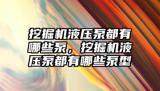 挖掘機液壓泵都有哪些泵，挖掘機液壓泵都有哪些泵型