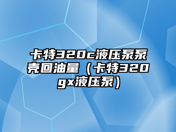 卡特320c液壓泵泵殼回油量（卡特320gx液壓泵）