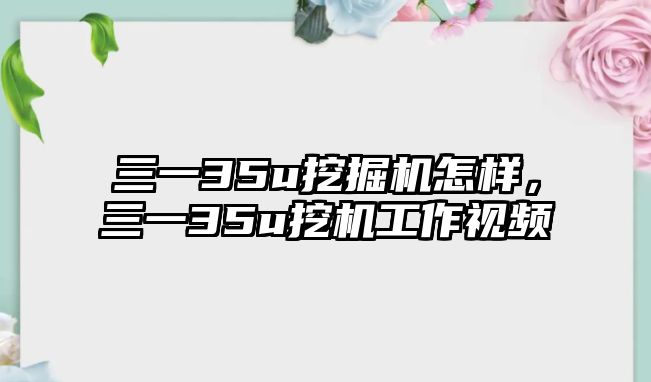 三一35u挖掘機(jī)怎樣，三一35u挖機(jī)工作視頻