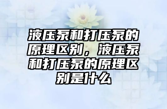 液壓泵和打壓泵的原理區(qū)別，液壓泵和打壓泵的原理區(qū)別是什么