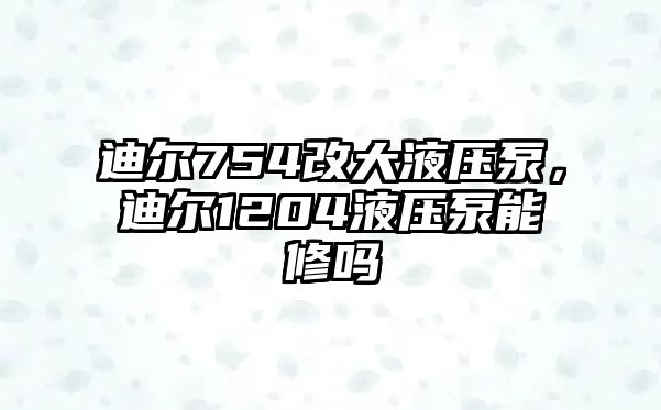 迪爾754改大液壓泵，迪爾1204液壓泵能修嗎